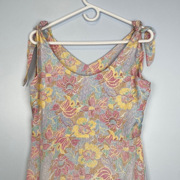 Warm Georgia Silk Floral Jacquard Midi Dress Size Large Cocktail Spring Romantic - Picture 11 of 13